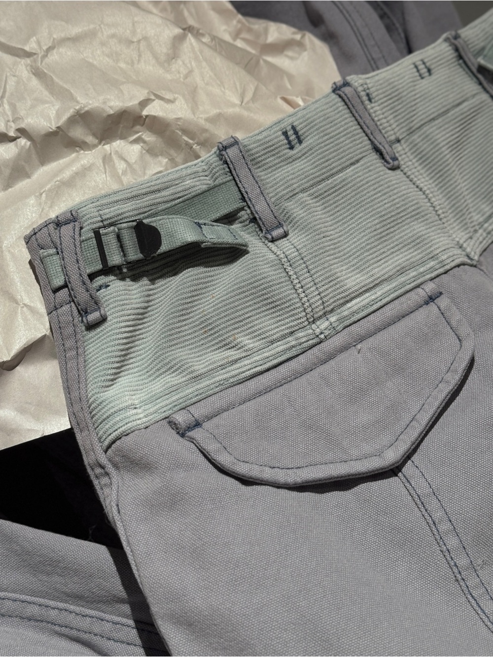 R13 CROPPED CARGO Faded Steel Blue Canvas - Picture 10 of 16